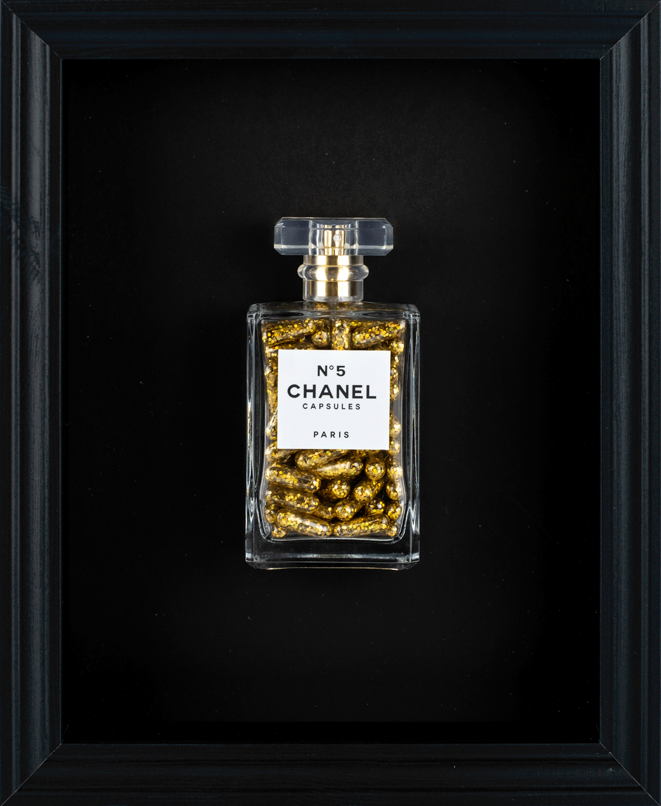 Chanel No.5 Capsules - (Black Frame / Gold Pills) by Emma Gibbons
