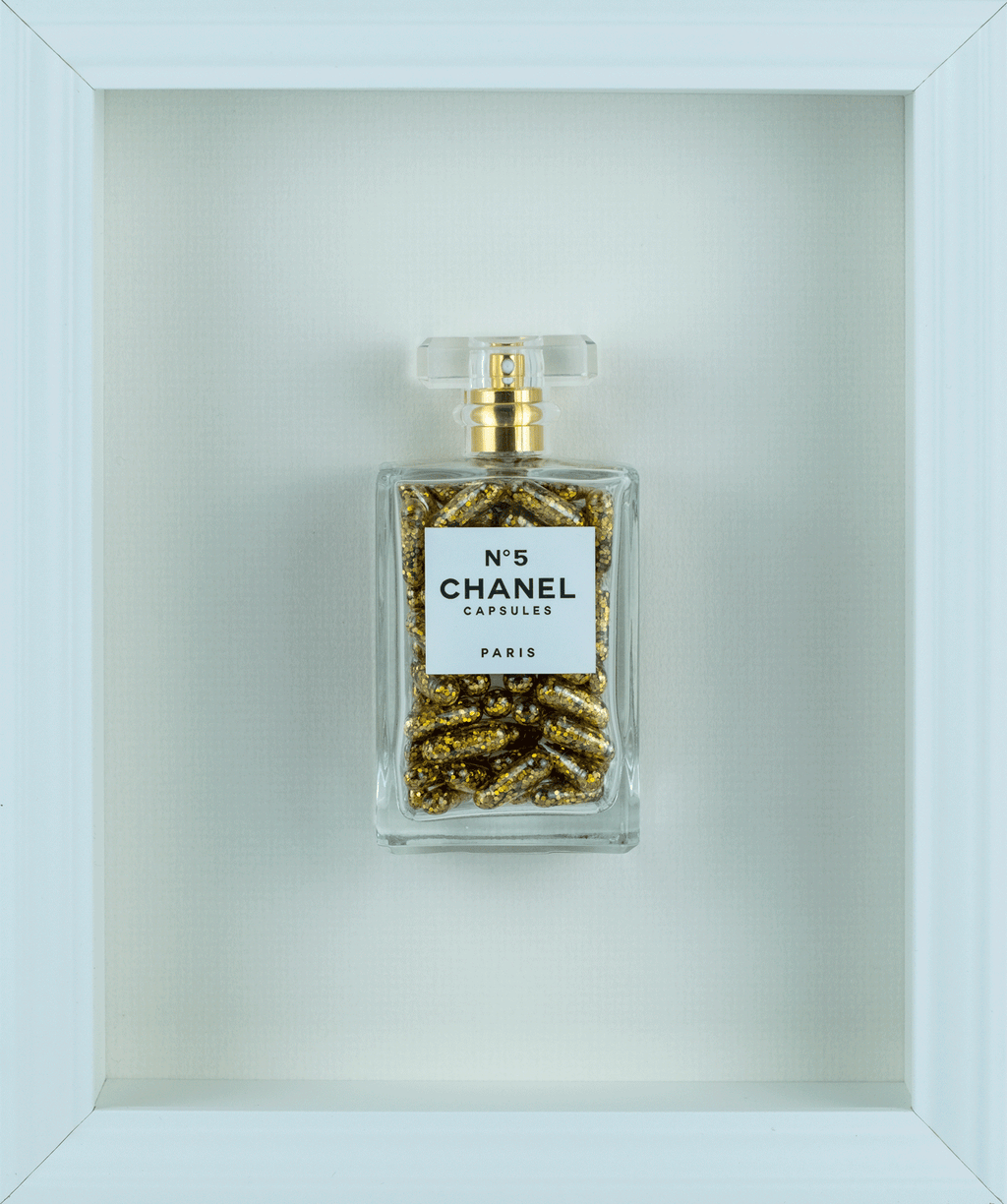Chanel No.5 Capsules - (White Frame / Gold Pills) by Emma Gibbons