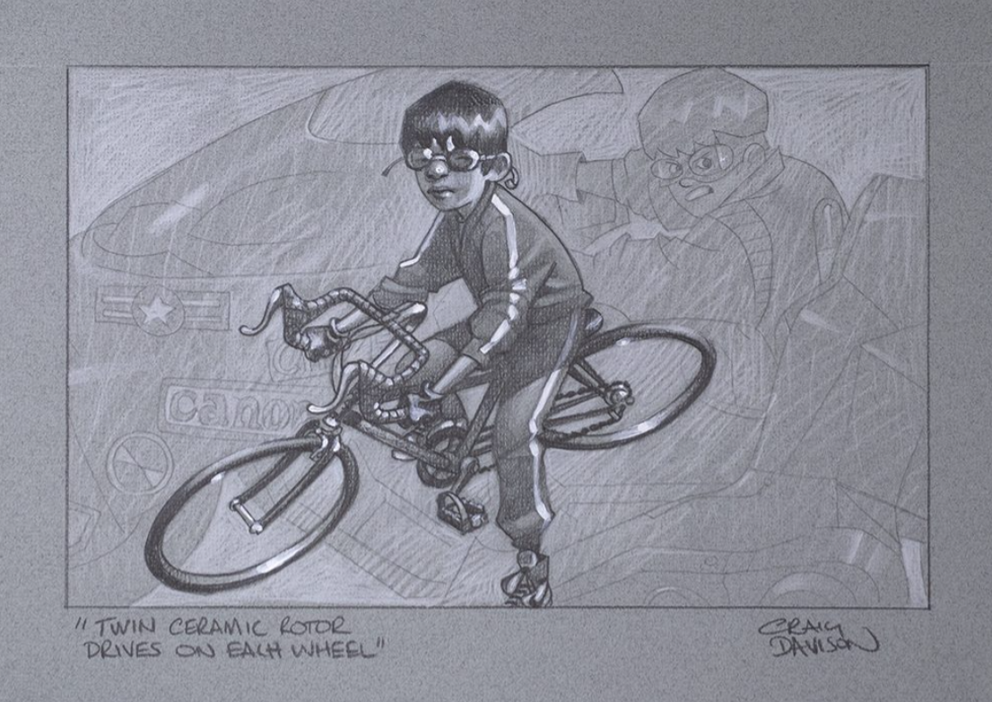Twin Ceramic Rotor Drives On Each Wheel Original Sketch Limited Edition by Craig Davison