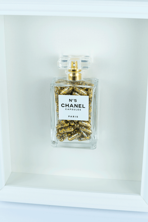 Chanel No.5 Capsules - (White Frame / Gold Pills) by Emma Gibbons