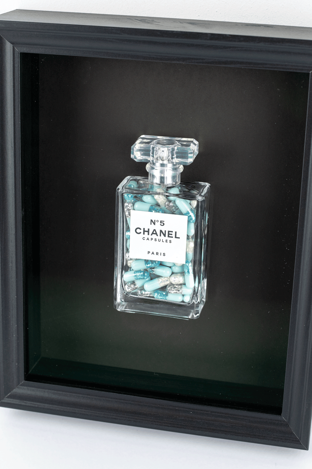 Chanel No.5 Capsules - (Black Frame / Blue Pills) by Emma Gibbons
