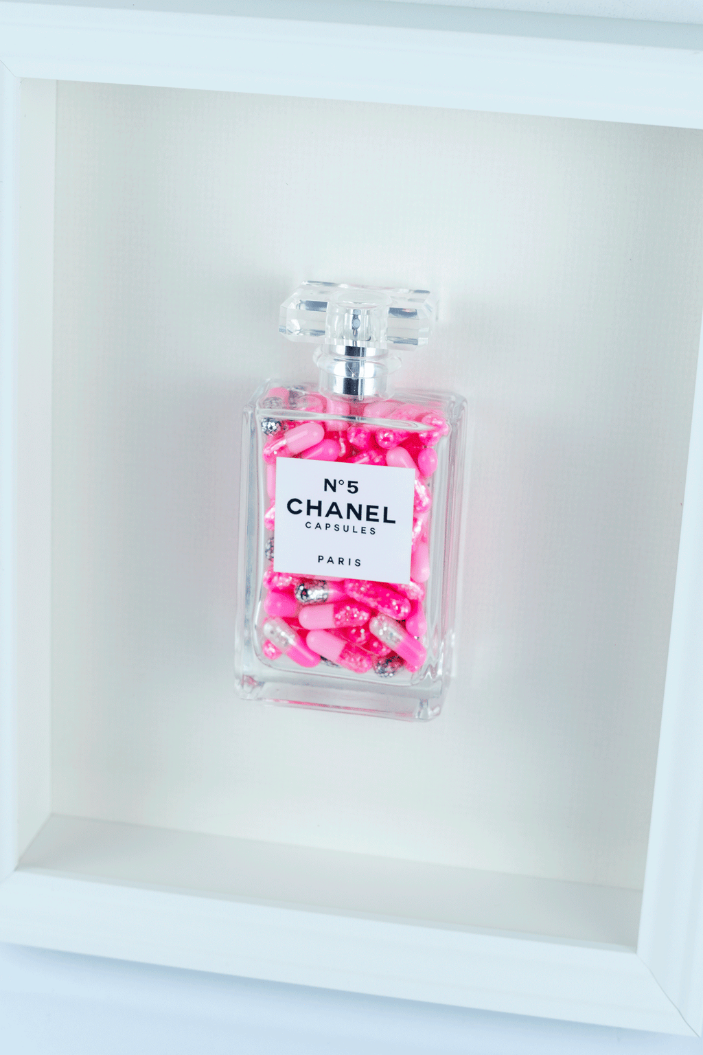 Chanel No.5 Capsules - (White Frame / Pink Pills) by Emma Gibbon