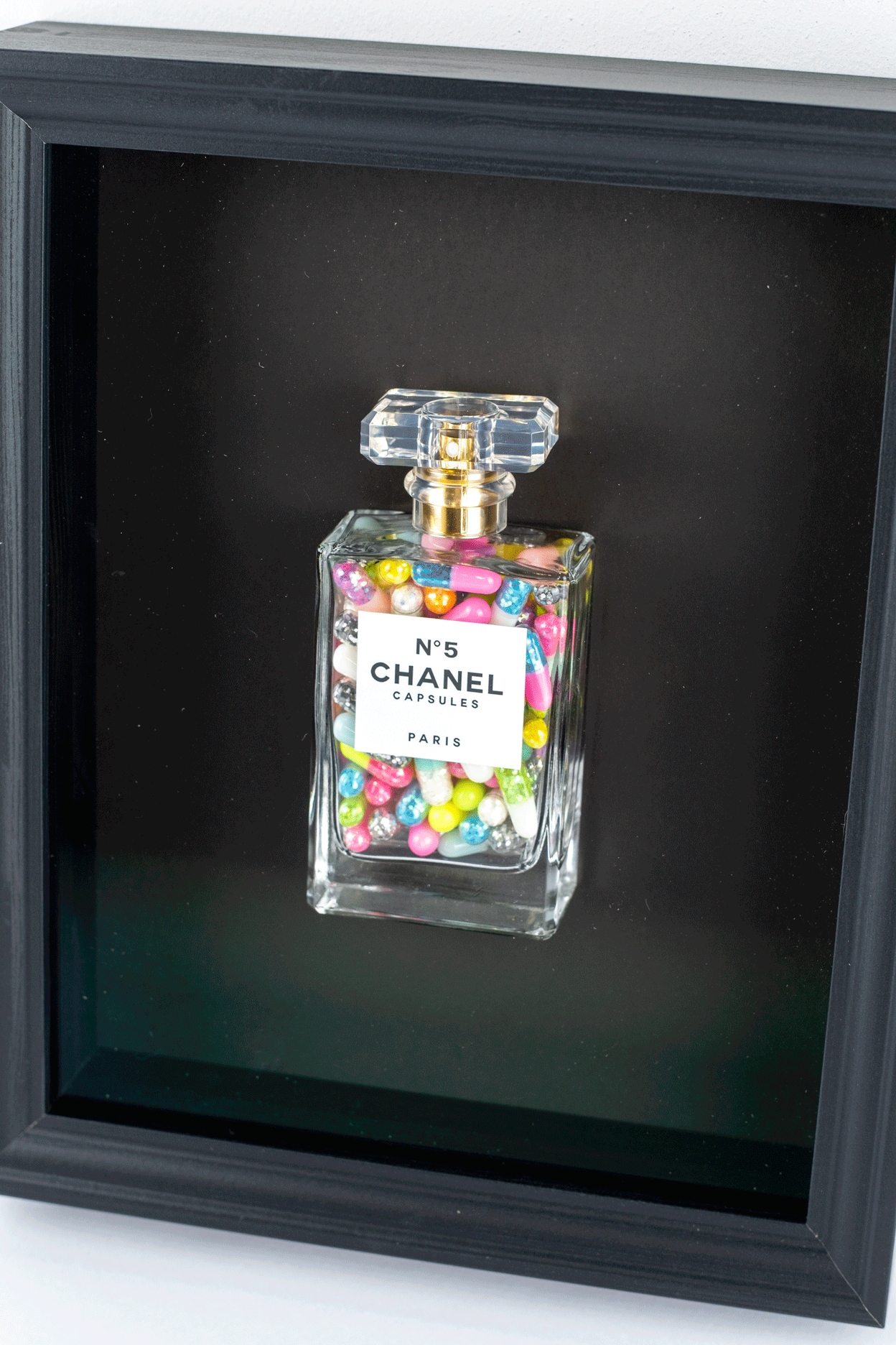 Chanel No.5 Capsules - (Black Frame / Multi Coloured  Pills) by Emma Gibbons