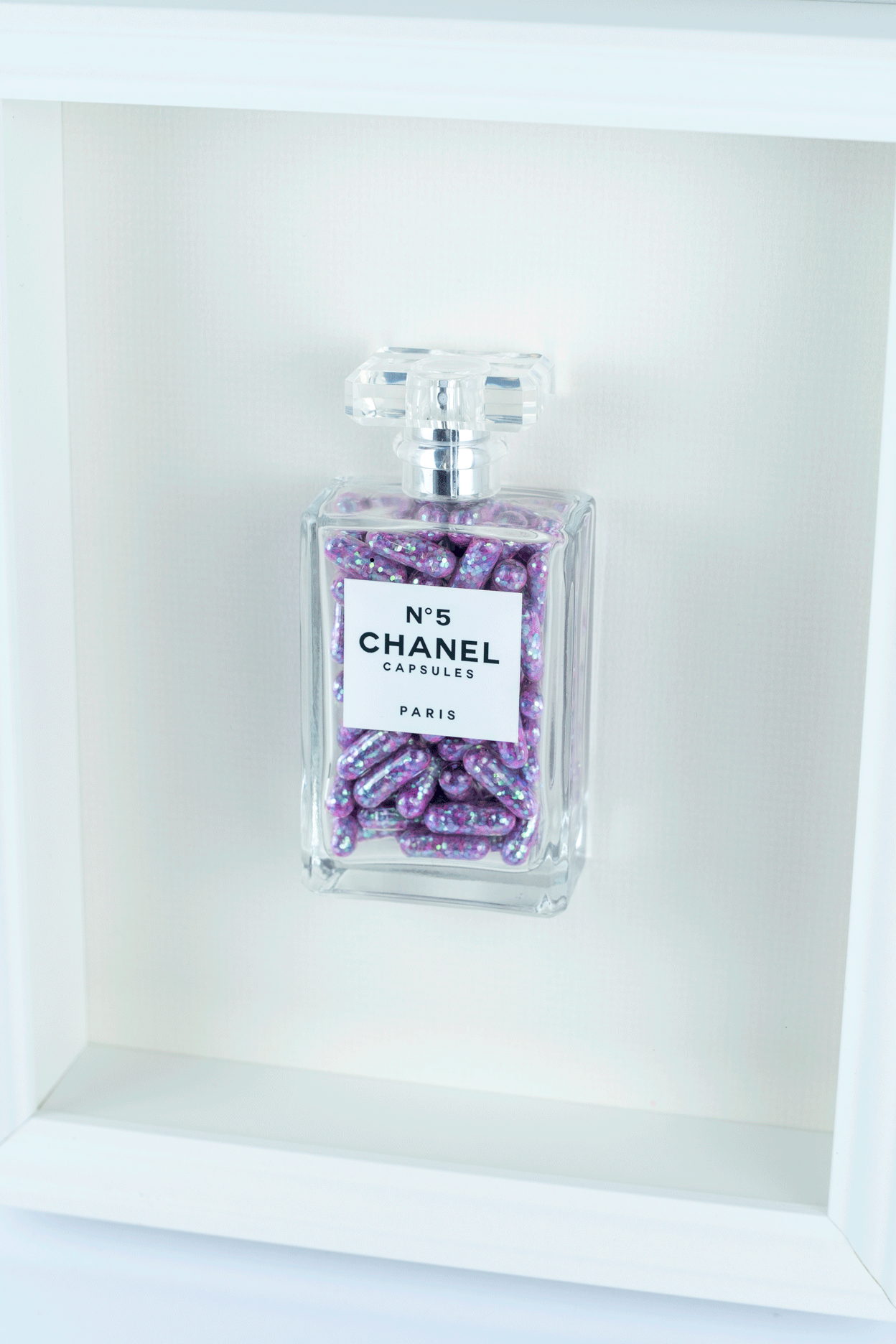 Chanel No.5 Capsules - (White Frame / Purple Pills) by Emma Gibbon