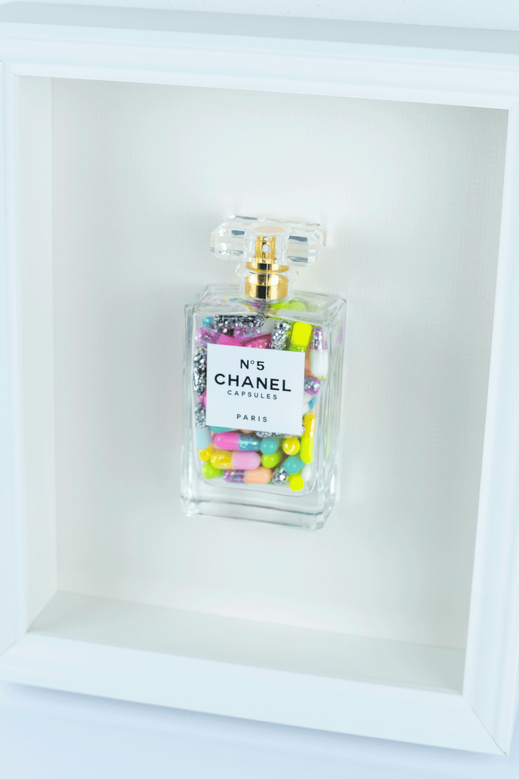 Chanel No.5 Capsules - (White Frame / Multi Coloured Pills) by Emma Gibbons