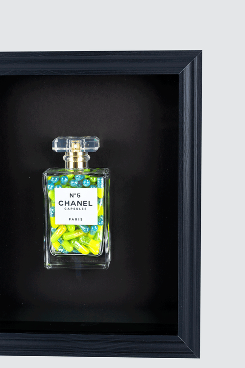 Chanel No.5 Capsules - (Black Frame / Green Pills) by Emma Gibbons