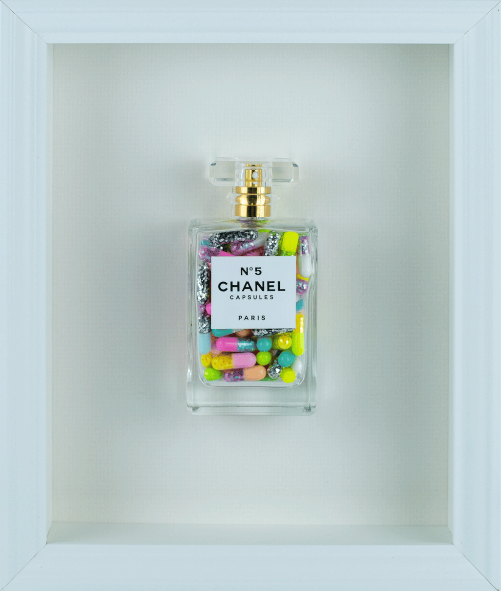 Chanel No.5 Capsules - (White Frame / Multi Coloured Pills) by Emma Gibbons