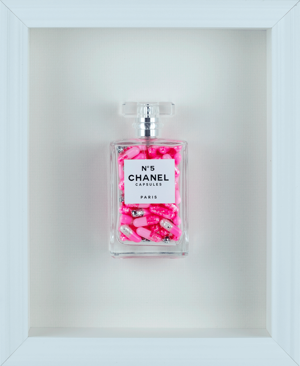 Chanel No.5 Capsules - (White Frame / Pink Pills) by Emma Gibbon