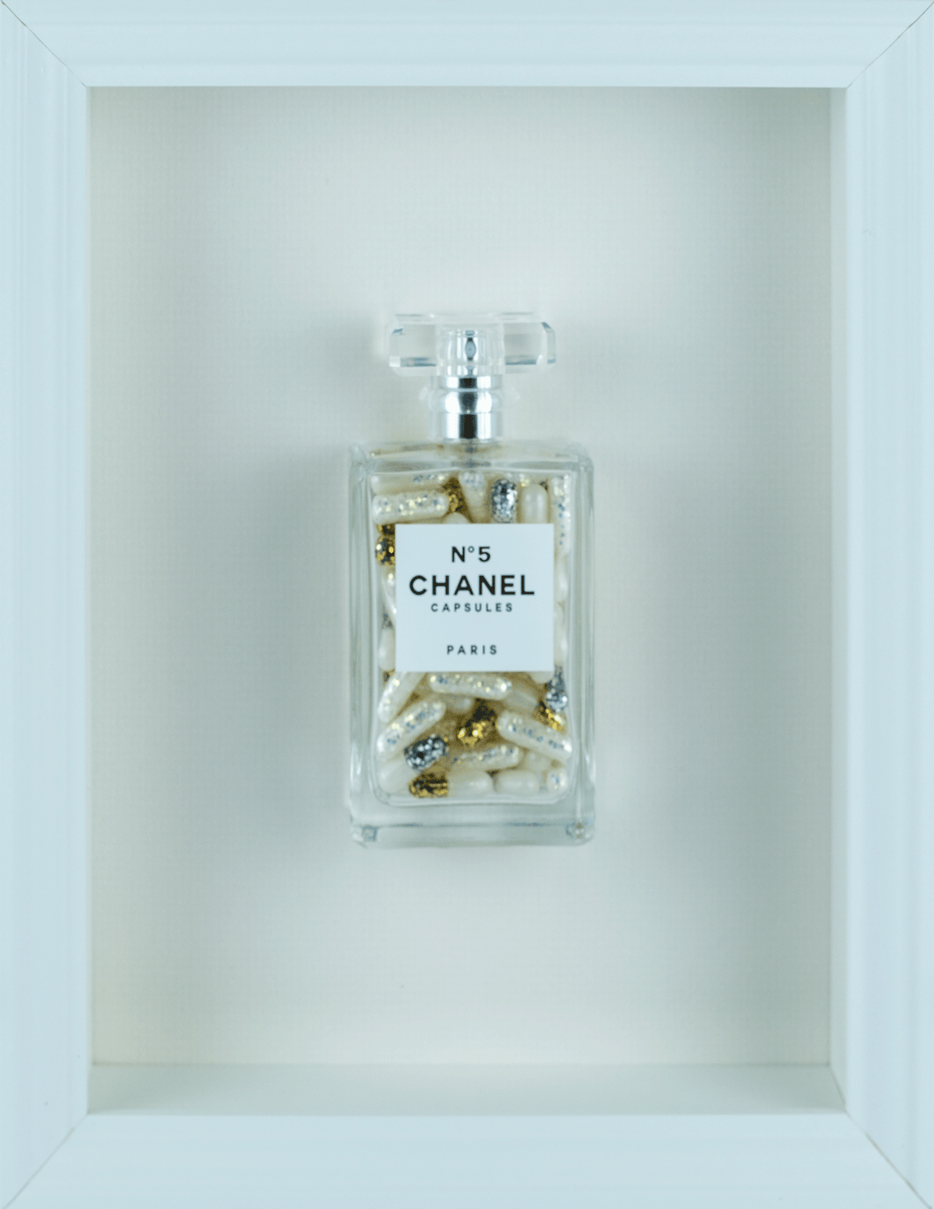 Chanel No.5 Capsules - (White Frame / Cream Pills) by Emma Gibbon
