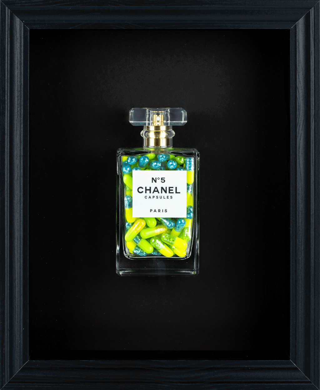 Chanel No.5 Capsules - (Black Frame / Green Pills) by Emma Gibbons