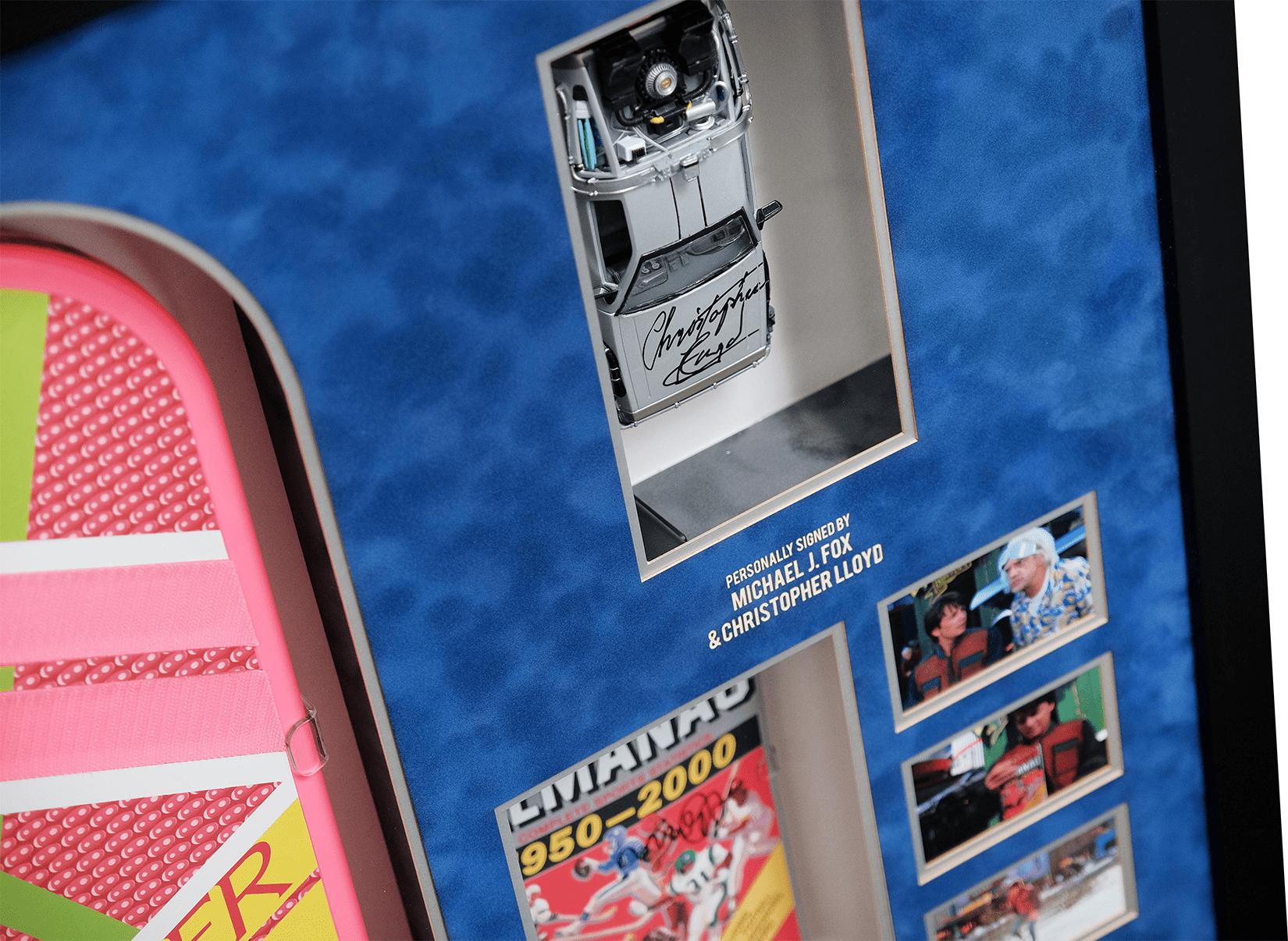 Michael J Foxx and Christopher Lloyd , Back To The Future 2 Signed Framed Display With Hoverboard