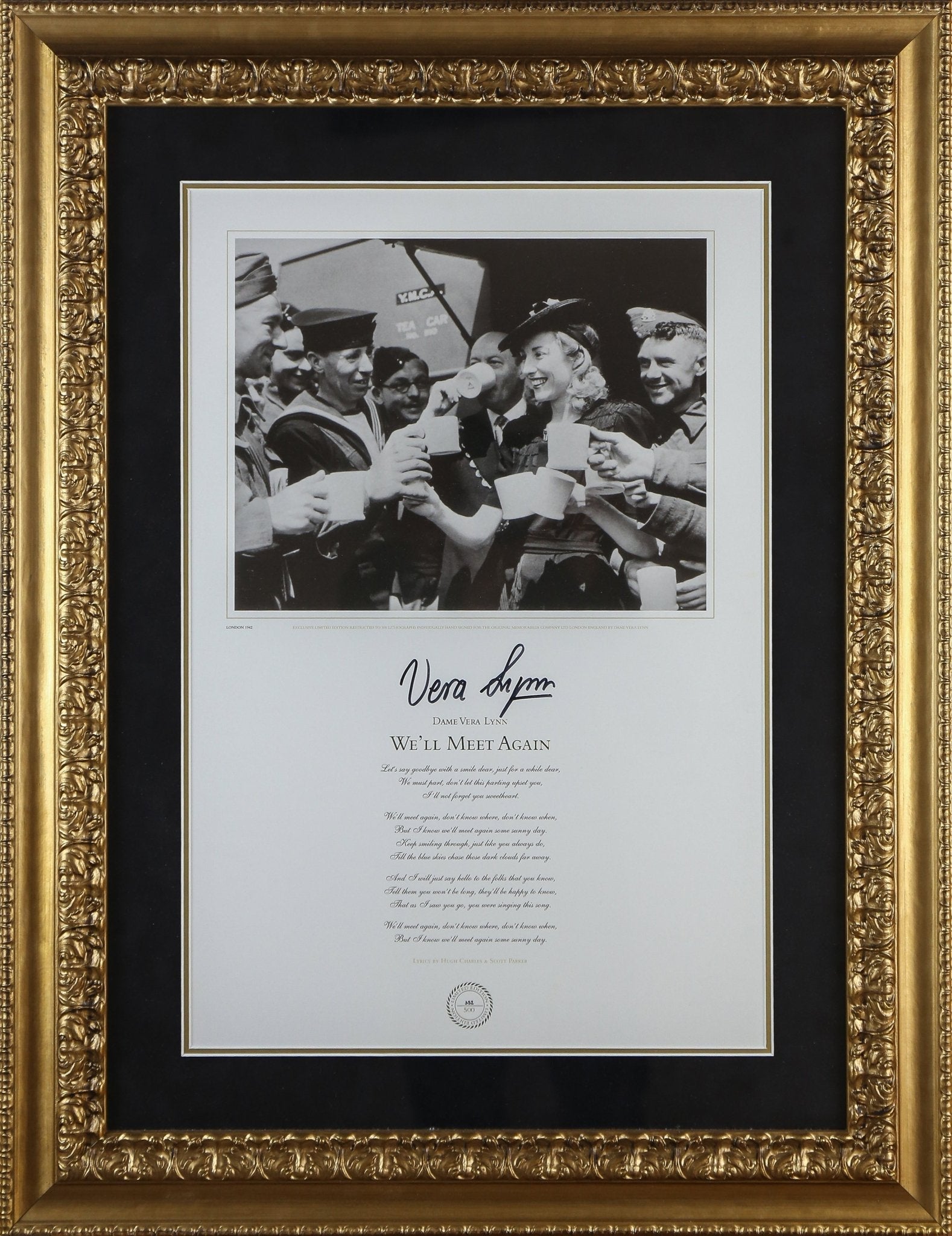 Vera Lynn Signed Lyrics Poster Framed Display